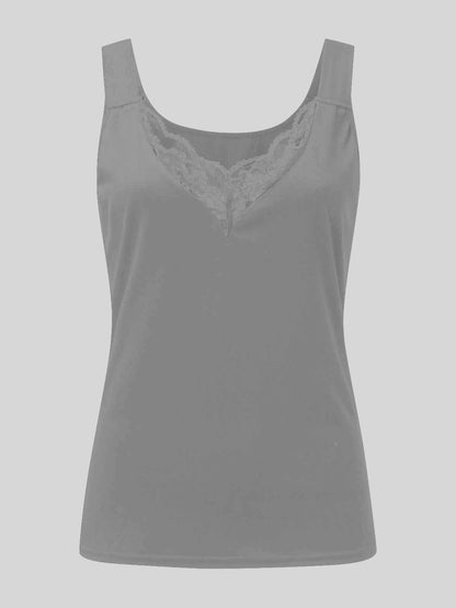 Full Size Lace Detail Sweetheart Neck Tank